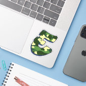 Brief E - Camo Green Sticker (Laptop met iPhone)