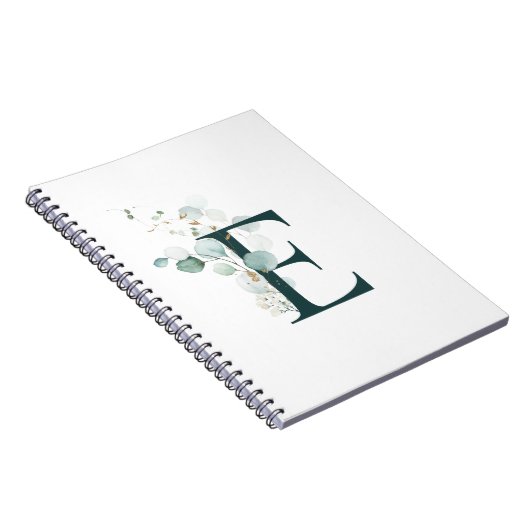 Brief E Eucalyptus en Gold Monogramed Notitieboek (Rechterzijde)