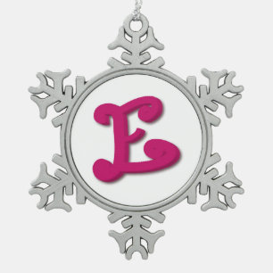 Brief E in 3D Tin Sneeuwvlok Ornament