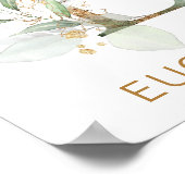 Brief E Monogram Groen goudbladerblad Nursery Poster (Hoek)