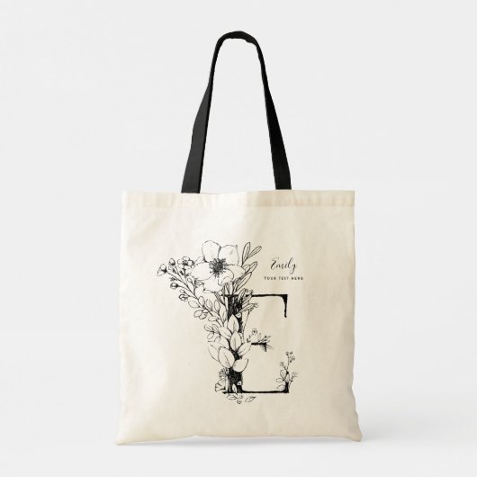 Brief E Organic Farmhouse Rustic Monogramed Tote Bag (Achterkant)