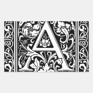 Brief Een middeleeuws monogram Art Nouveau Rechthoekige Sticker