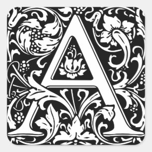 Brief Een middeleeuws monogram Art Nouveau Vierkante Sticker
