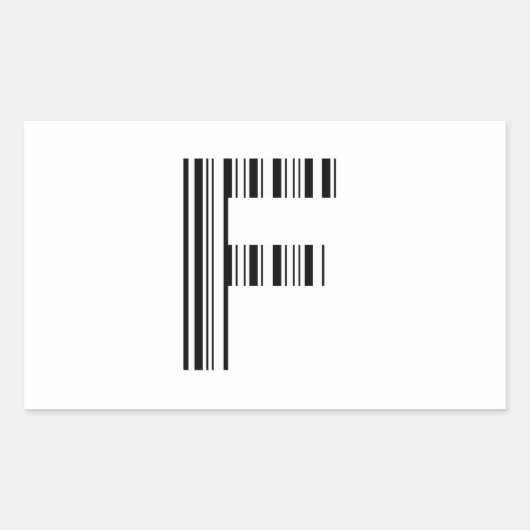 BRIEF F BAR CODE Eerste Initiaal Barcode Patroon Rechthoekige Sticker (Voorkant)