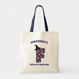 Brief F met heks Pet en naam | Trick or treat Tote Bag