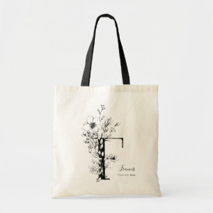 Brief F Organic Farmhouse Rustic Monogramed Tote Bag