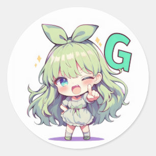 Brief G Chibi Anime Girl Ronde Sticker