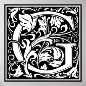 Brief G Medieval Monogram  Initiaal Poster (Voorkant)