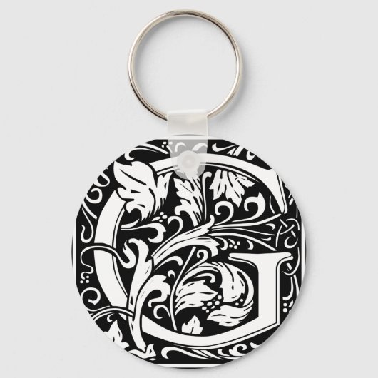 Brief G Medieval Monogram  Initiaal Sleutelhanger (Voorkant)