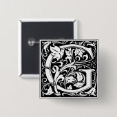 Brief G Medieval Monogram  Initiaal Vierkante Button 5,1 Cm (Voorkant /achterkant)
