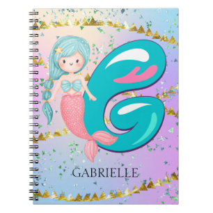 Brief G Monogram Waterverf Cute Mermaid Nursery Notitieboek