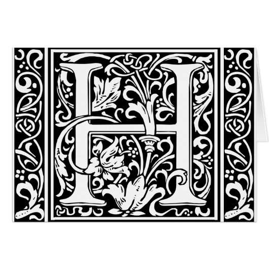 Brief H Middeleeuws Monogram Art Nouveau (Voorkant Horizontaal)