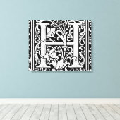 Brief H Middeleeuws Monogram Art Nouveau Canvas Afdruk (Insitu (Houten vloer))