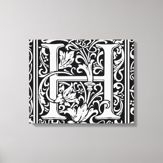 Brief H Middeleeuws Monogram Art Nouveau Canvas Afdruk (Voorkant)