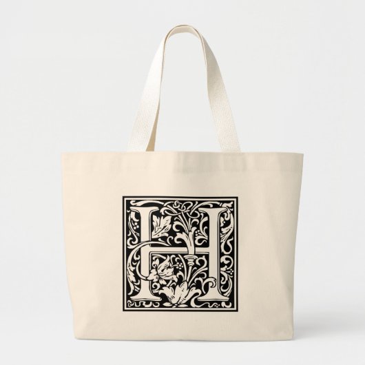 Brief H Middeleeuws Monogram Art Nouveau Grote Tote Bag (Voorkant)