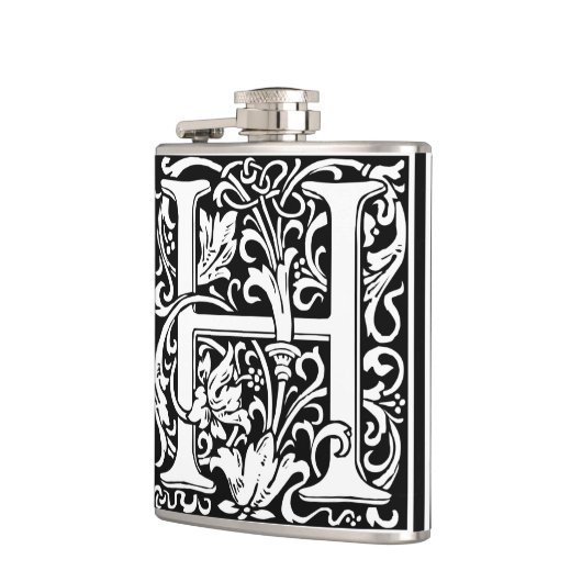 Brief H Middeleeuws Monogram Art Nouveau Heupfles (Links)