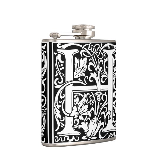 Brief H Middeleeuws Monogram Art Nouveau Heupfles (Rechts)