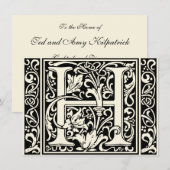 Brief H Middeleeuws Monogram Art Nouveau Kaart (Voorkant / Achterkant)