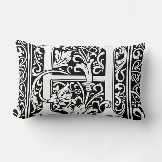Brief H Middeleeuws Monogram Art Nouveau Kussen (Voorkant)