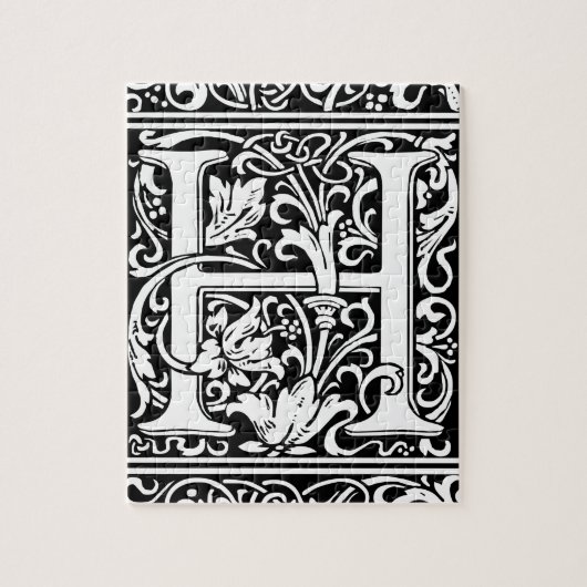 Brief H Middeleeuws Monogram Art Nouveau Legpuzzel (Verticaal)
