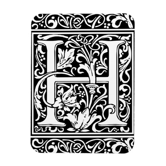 Brief H Middeleeuws Monogram Art Nouveau Magneet (Verticaal)