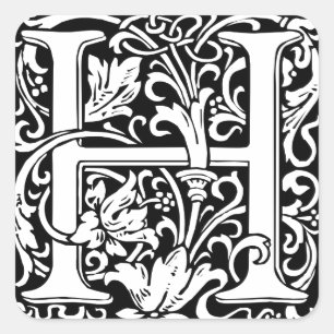 Brief H Middeleeuws Monogram Art Nouveau Vierkante Sticker