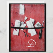 BRIEF HOLDER IN HOUT MONOGRAM rood zwart (Voorkant / Achterkant)