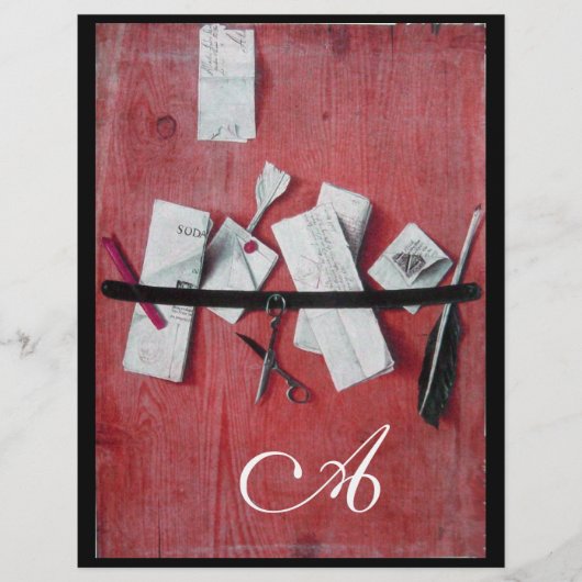 BRIEF HOLDER IN HOUT MONOGRAM rood zwart (Voorkant)