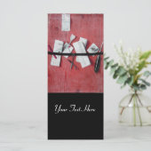 BRIEF HOLDER IN HOUT MONOGRAM zwart rood wit (Staand voorkant)