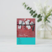 BRIEF-HOUDER VAN HOUT MONOGRAM, blauwe trombocyter Visitekaartje (Staand voorkant)