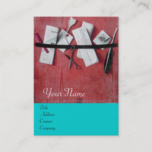 BRIEF-HOUDER VAN HOUT MONOGRAM, blauwe trombocyter Visitekaartje (Voorkant)