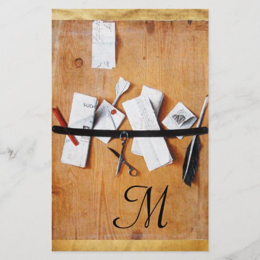 BRIEF-HOUDER VAN HOUT MONOGRAM in zwart wit Briefpapier (Voorkant)