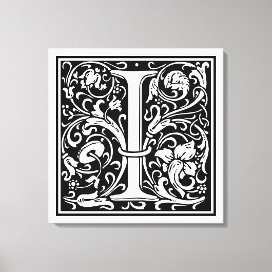 Brief I Middeleeuws Monogram Art Nouveau Canvas Afdruk (Voorkant)
