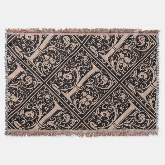 Brief I Middeleeuws Monogram Art Nouveau Deken (Voorkant)