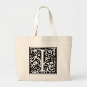 Brief I Middeleeuws Monogram Art Nouveau Grote Tote Bag (Voorkant)