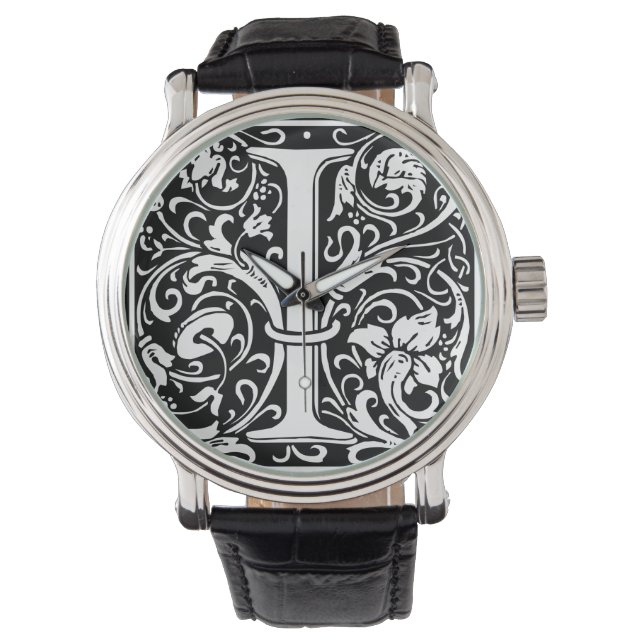 Brief I Middeleeuws Monogram Art Nouveau Horloge (Voorkant)