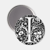 Brief I Middeleeuws Monogram Art Nouveau Magneet (Voorkant / Achterkant)
