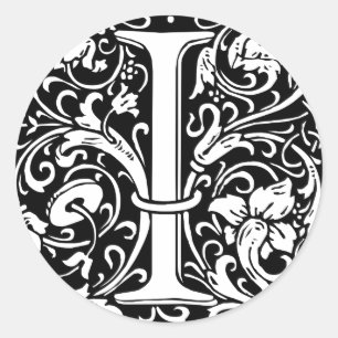 Brief I Middeleeuws Monogram Art Nouveau Ronde Sticker