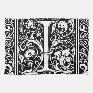 Brief I Middeleeuws Monogram Art Nouveau Theedoek
