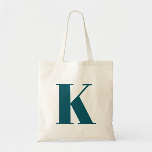 Brief initiaal | Blauwgroen monogram Modern Stijlv Tote Bag (Voorkant)