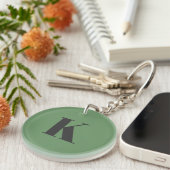 Brief initiaal | Monogram Modern Trendy Sage Green Sleutelhanger (Voorkant Rechts)