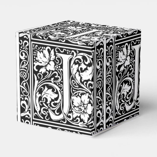 Brief J Middeleeuws Monogram Art Nouveau Bedankdoosjes (Achterkant)