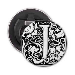 Brief J Middeleeuws Monogram Art Nouveau Button Flesopener
