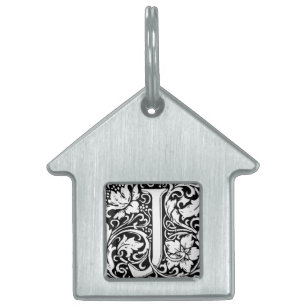 Brief J Middeleeuws Monogram Art Nouveau Huisdieren Naamplaatje