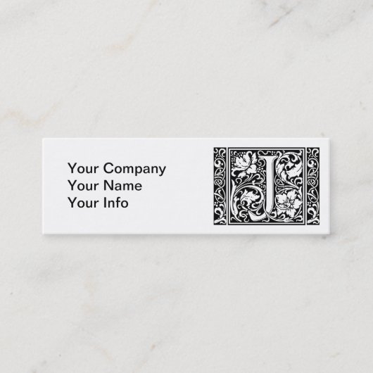 Brief J Middeleeuws Monogram Art Nouveau Mini Visitekaartje (Voorkant)