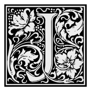 Brief J Middeleeuws Monogram Art Nouveau Perfect Poster