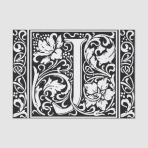 Brief J Middeleeuws Monogram Art Nouveau Tissuepapier