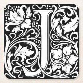 Brief J Middeleeuws Monogram Art Nouveau Vierkante Kartonnen Onderzetter