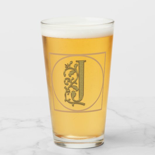 BRIEF J MONOGRAM Mooie Bruiloft Nieuw Thuisgeschen Glas (Voorkant gevuld)