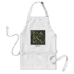 Brief K Eerste Letter Monogram gepersonaliseerd Standaard Schort